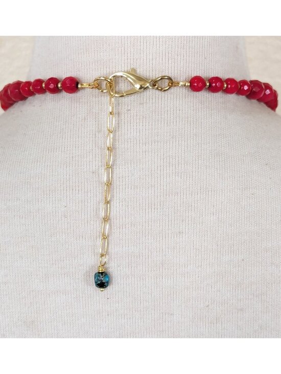 IMG_3213.jpg?v=1747075932 Southwestern Blue Turquoise & Red Coral Strand Statement Necklace